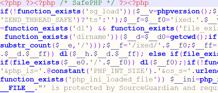 SourceGuardian 加密后的 PHP 源码截图